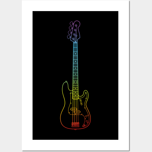 P-Style Bass Guitar Colorful Outline Wall Art by nightsworthy